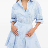 Camicia oversize con fiori in azzurro ROTATE - donna 