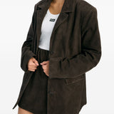 Minigonna in pelle scamosciata in marrone Rotate - donna 