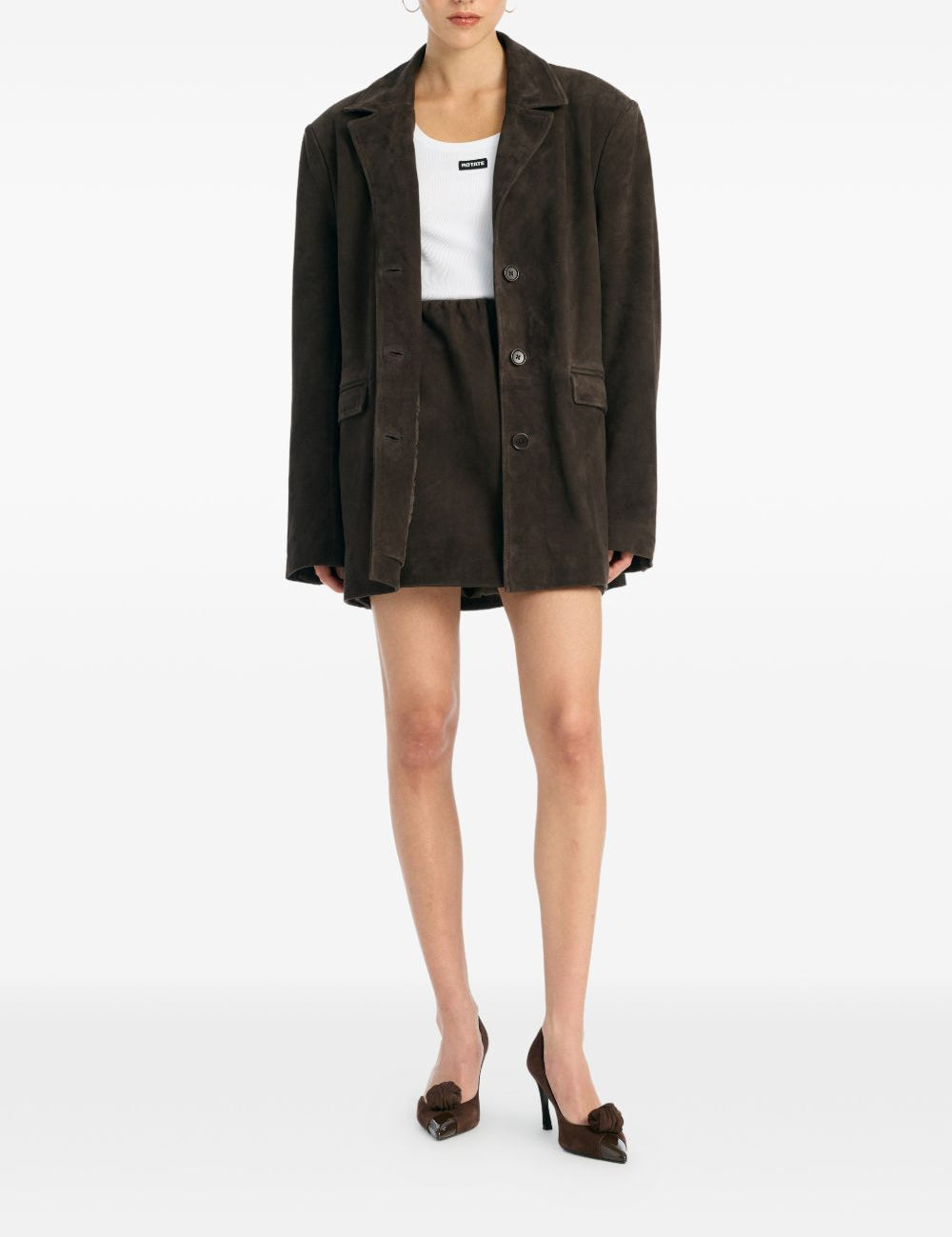 Minigonna in pelle scamosciata in marrone Rotate - donna 