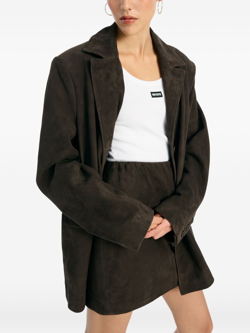 Minigonna in pelle scamosciata in marrone Rotate - donna 