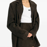 Minigonna in pelle scamosciata in marrone Rotate - donna 