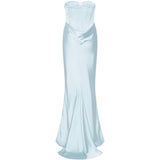 Abito lungo con corsetto in azzurro ROTATE - donna 