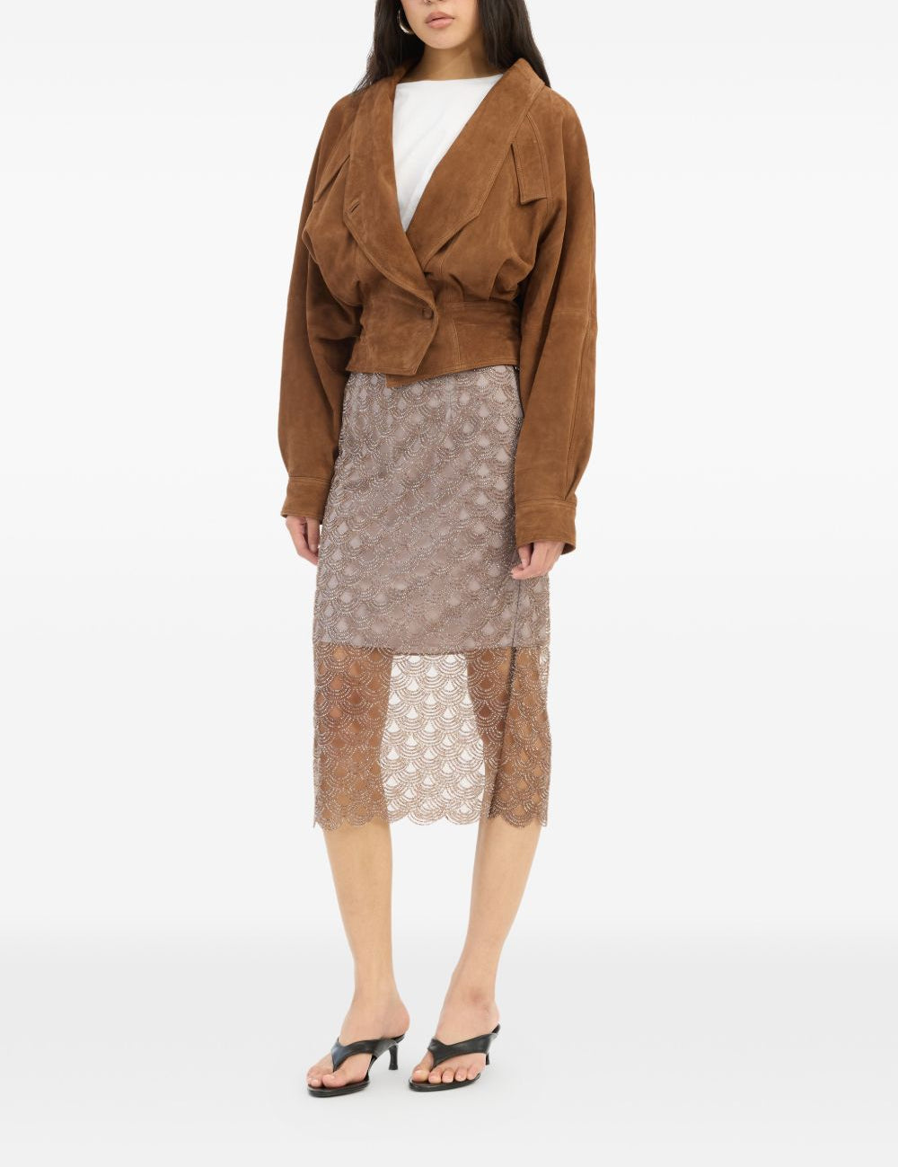 Gonna midi con paillettes in oro ROTATE - donna 
