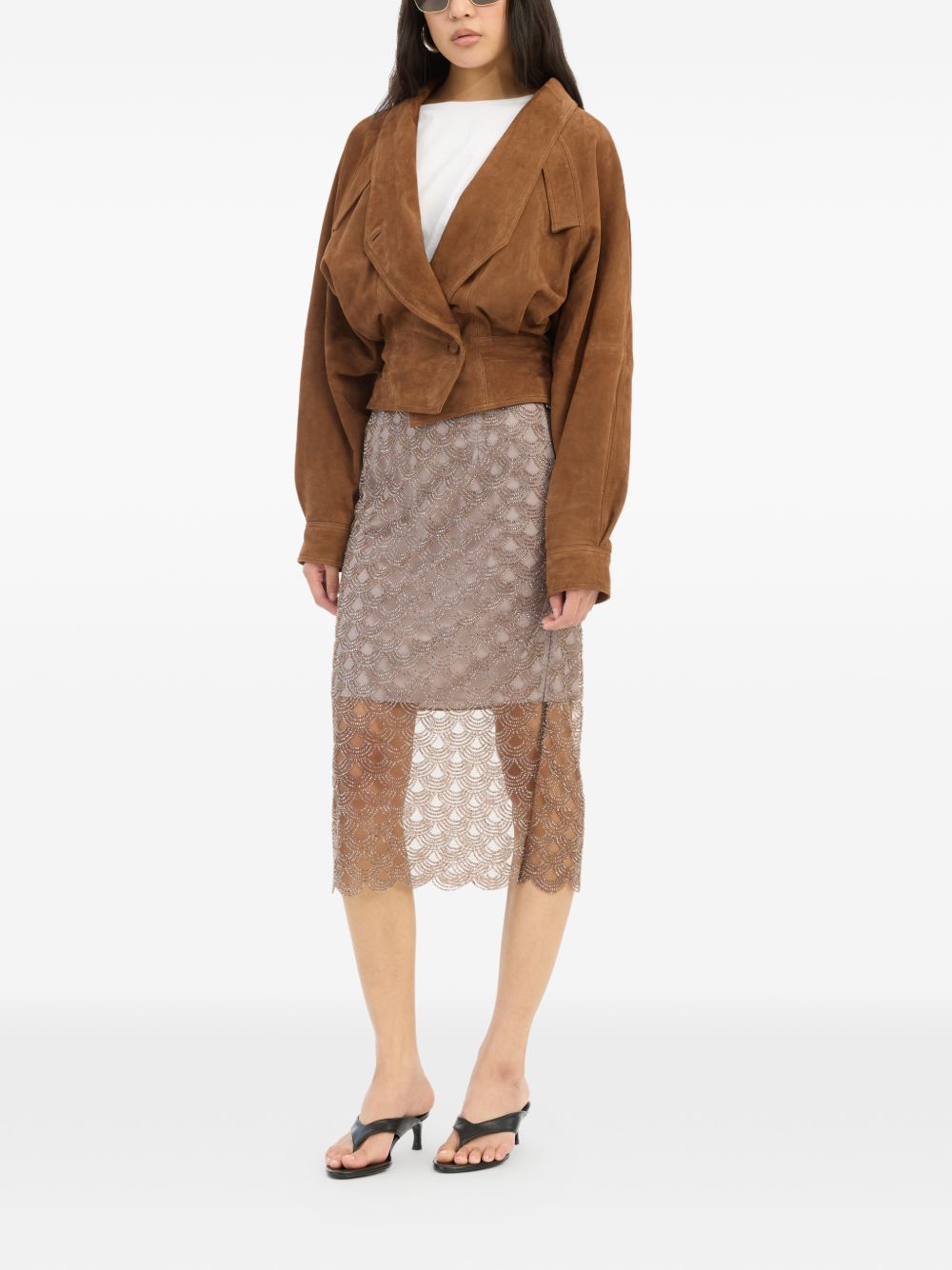 Gonna midi con paillettes in oro ROTATE - donna 
