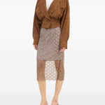 Gonna midi con paillettes in oro ROTATE - donna 