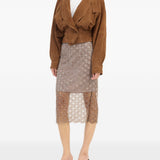 Gonna midi con paillettes in oro ROTATE - donna 