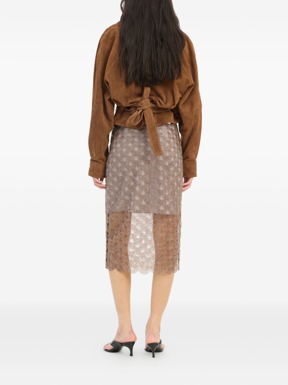 Gonna midi con paillettes in oro ROTATE - donna 