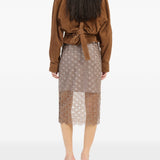 Gonna midi con paillettes in oro ROTATE - donna 