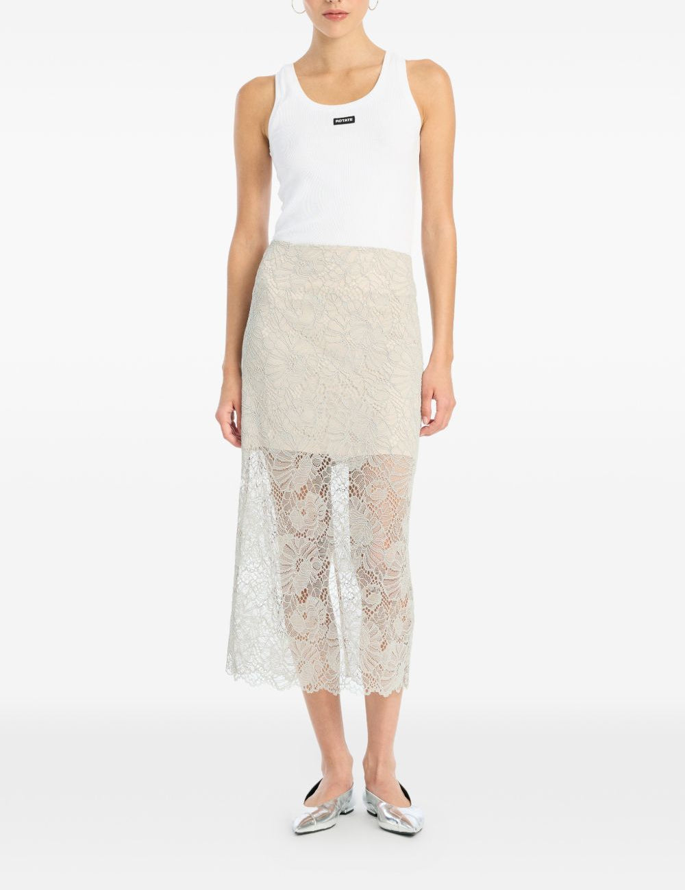 Gonna midi in pizzo in grigio Rotate - donna 