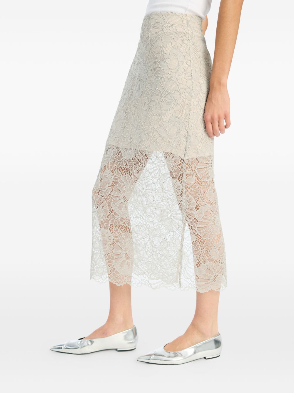 Gonna midi in pizzo in grigio Rotate - donna 