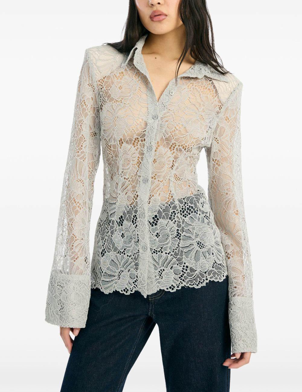 Camicia in pizzo in grigio Rotate - donna 