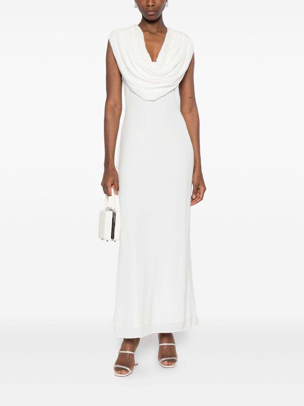 Abito lungo con scialle in bianco Rotate - donna 