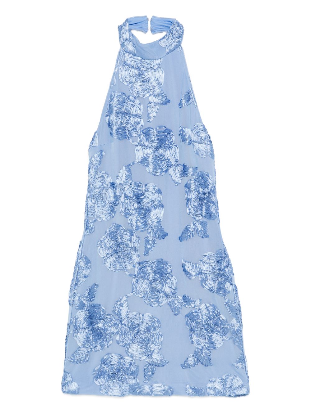 Abito corto con ricamo a fiori in azzurro Rotate - donna 