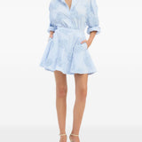 Gonna mini a fiori in azzurro ROTATE - donna 