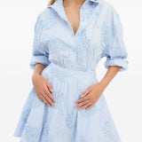 Gonna mini a fiori in azzurro ROTATE - donna 