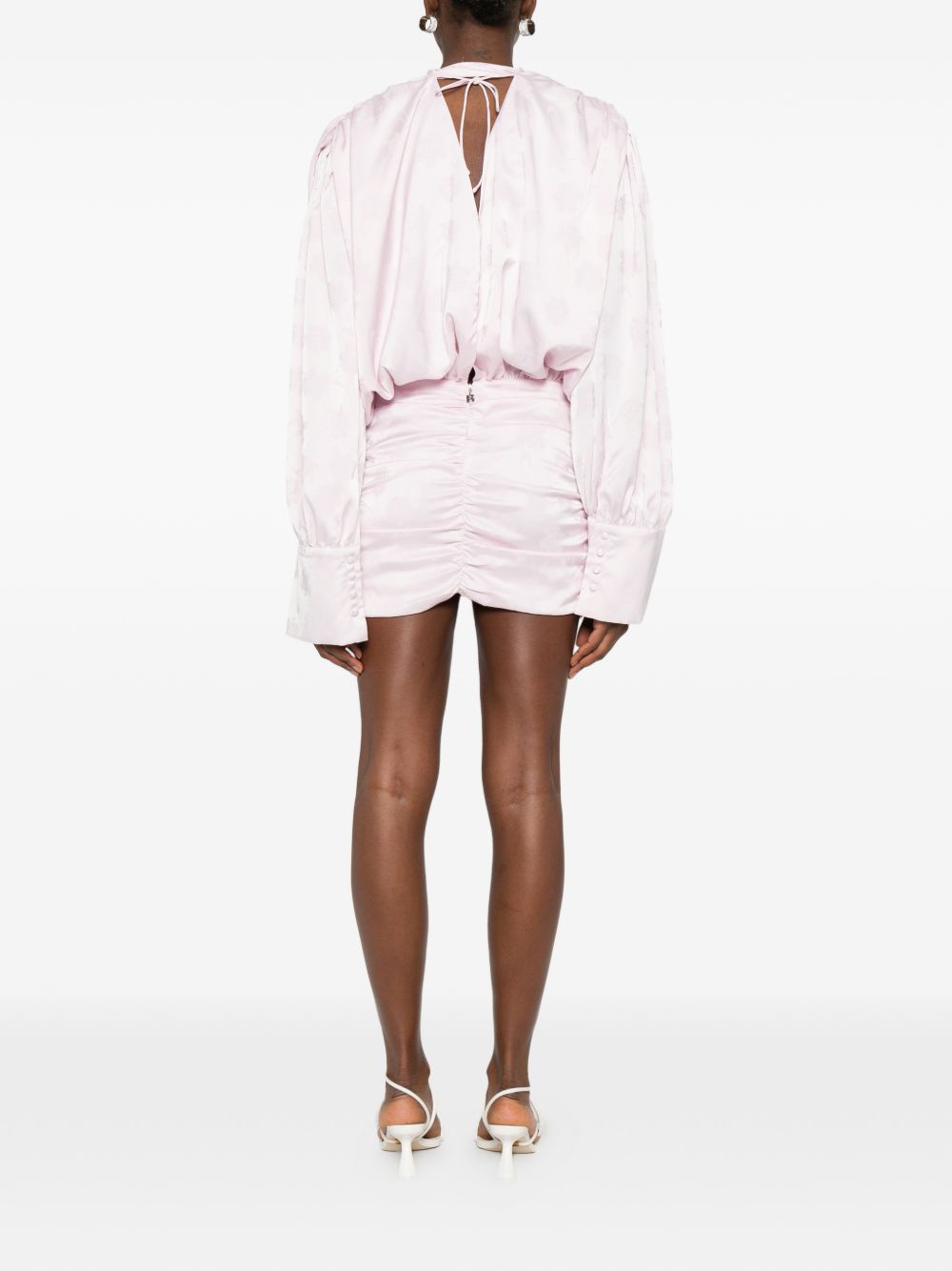 Abito corto a fiori jacquard in rosa Rotate - donna 