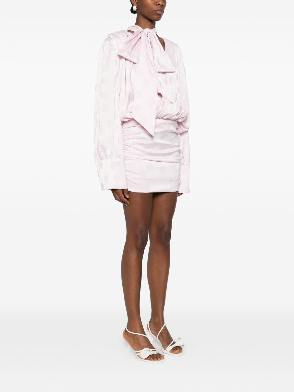 Abito corto a fiori jacquard in rosa Rotate - donna 