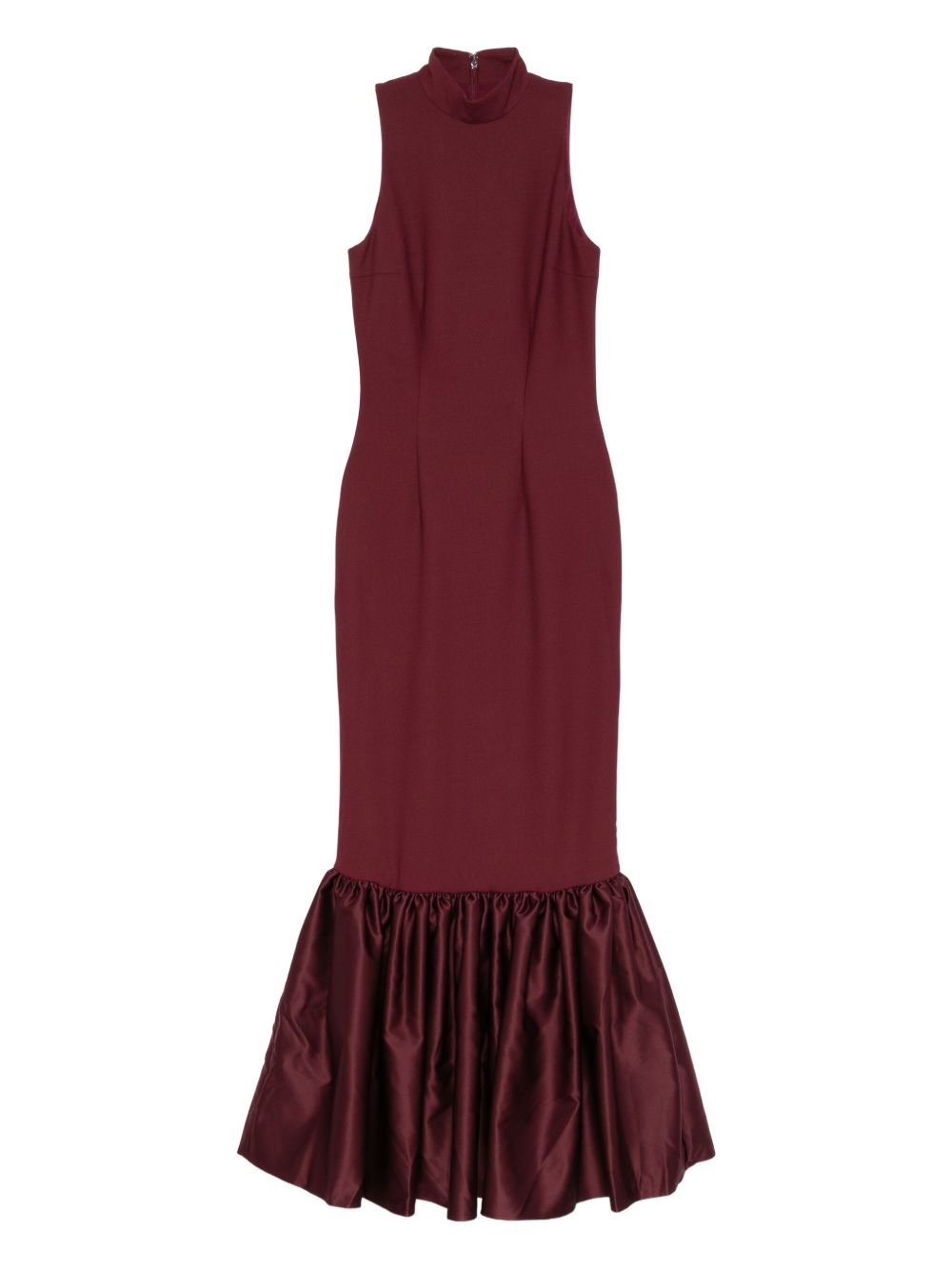 Abito lungo con volant in bordeaux Rotate holiday - donna 