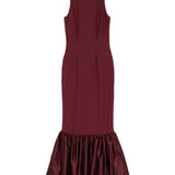 Abito lungo con volant in bordeaux Rotate holiday - donna 