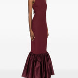 Abito lungo con volant in bordeaux Rotate holiday - donna 