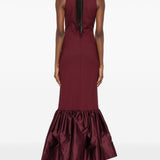 Abito lungo con volant in bordeaux Rotate holiday - donna 