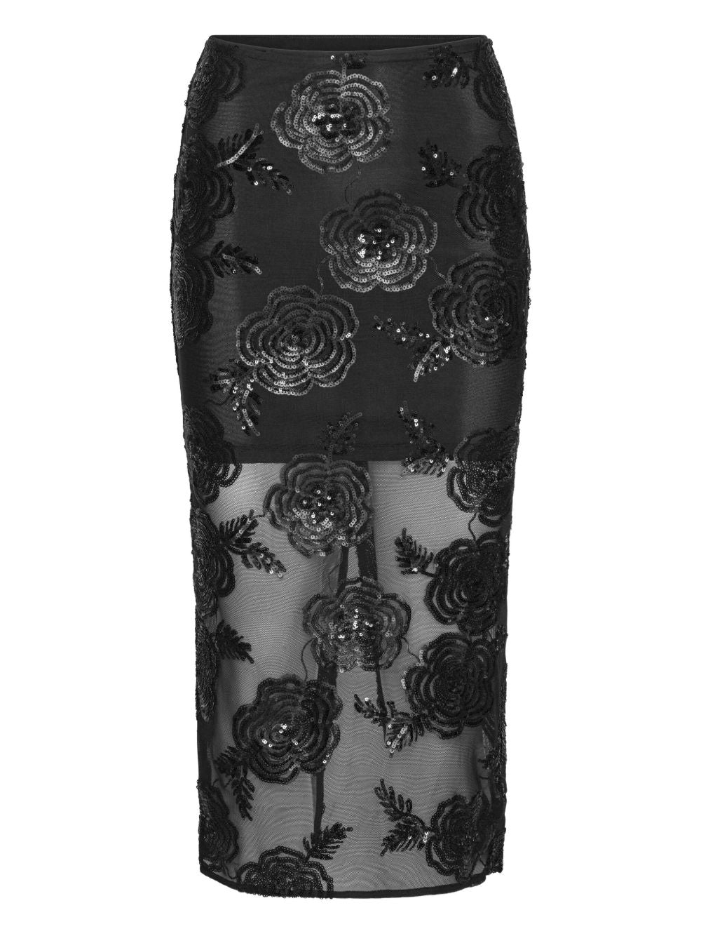 Gonna midi con decorazione a fiori in nero Rotate holiday - donna 
