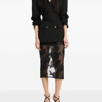 Gonna midi con decorazione a fiori in nero Rotate holiday - donna 