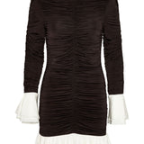 Mini abito con design arricciato in marrone Rotate holiday - donna 
