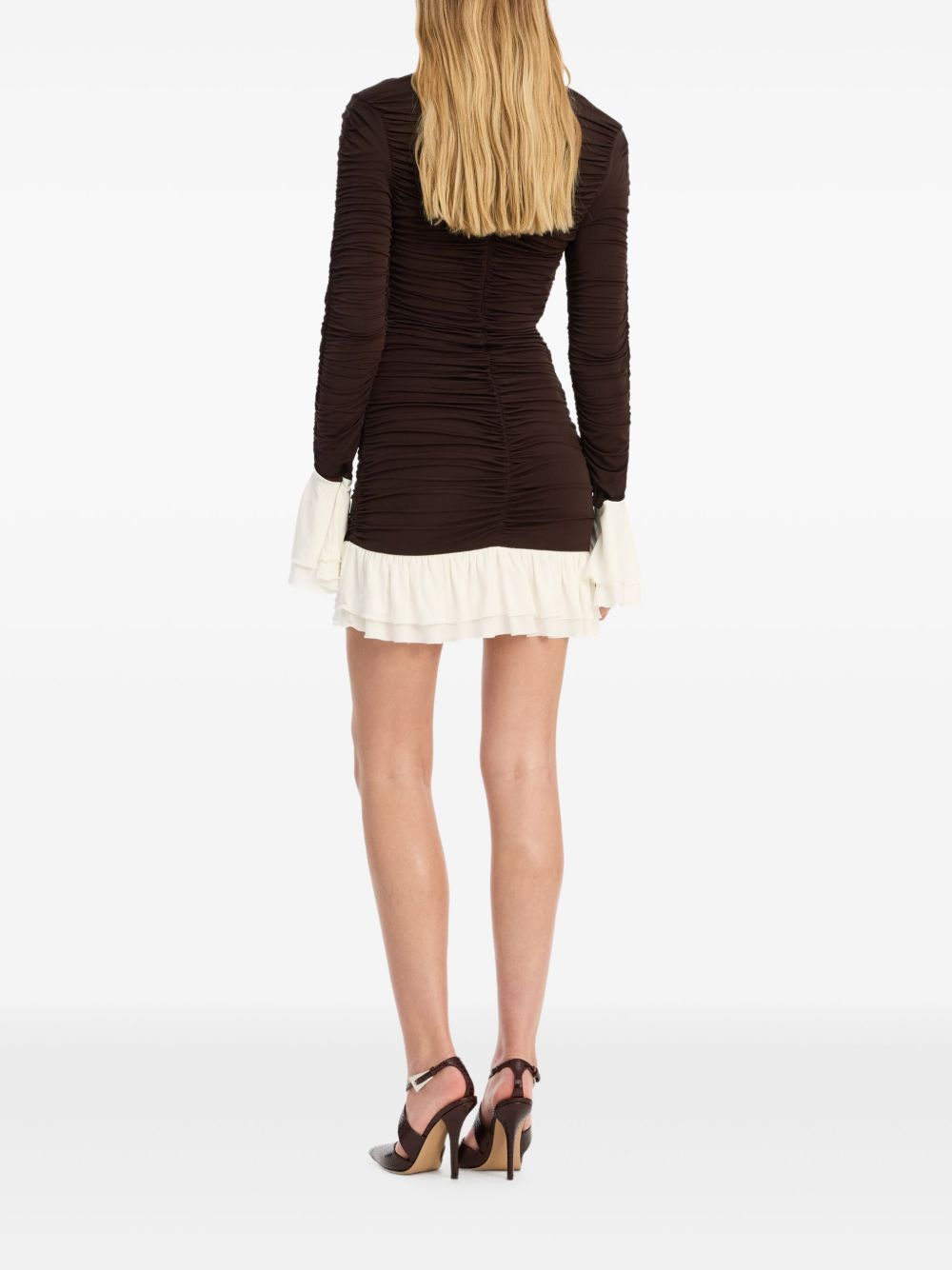 Mini abito con design arricciato in marrone Rotate holiday - donna 