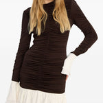 Mini abito con design arricciato in marrone Rotate holiday - donna 
