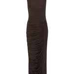 Abito midi con ruches in marrone Rotate holiday - donna 
