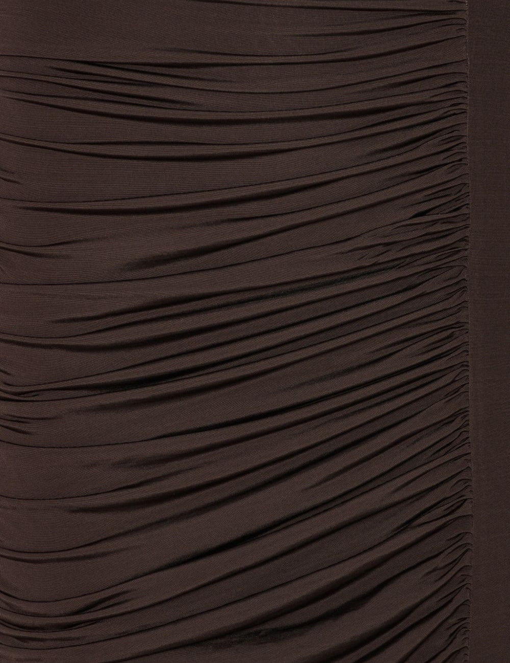 Abito midi con ruches in marrone Rotate holiday - donna 