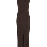 Abito midi con ruches in marrone Rotate holiday - donna 