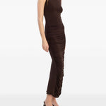 Abito midi con ruches in marrone Rotate holiday - donna 
