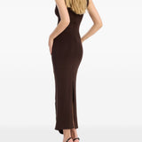 Abito midi con ruches in marrone Rotate holiday - donna 
