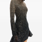 Miniabito con paillettes in nero e oro Rotate holiday - donna 