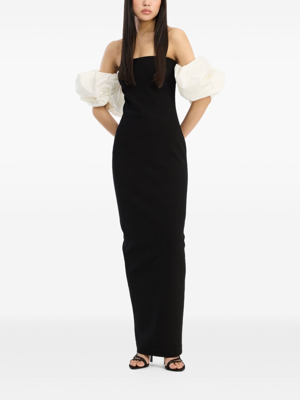 Abito lungo con maniche a palloncino in nero Rotate holiday - donna 
