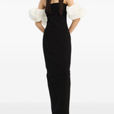 Abito lungo con maniche a palloncino in nero Rotate holiday - donna 