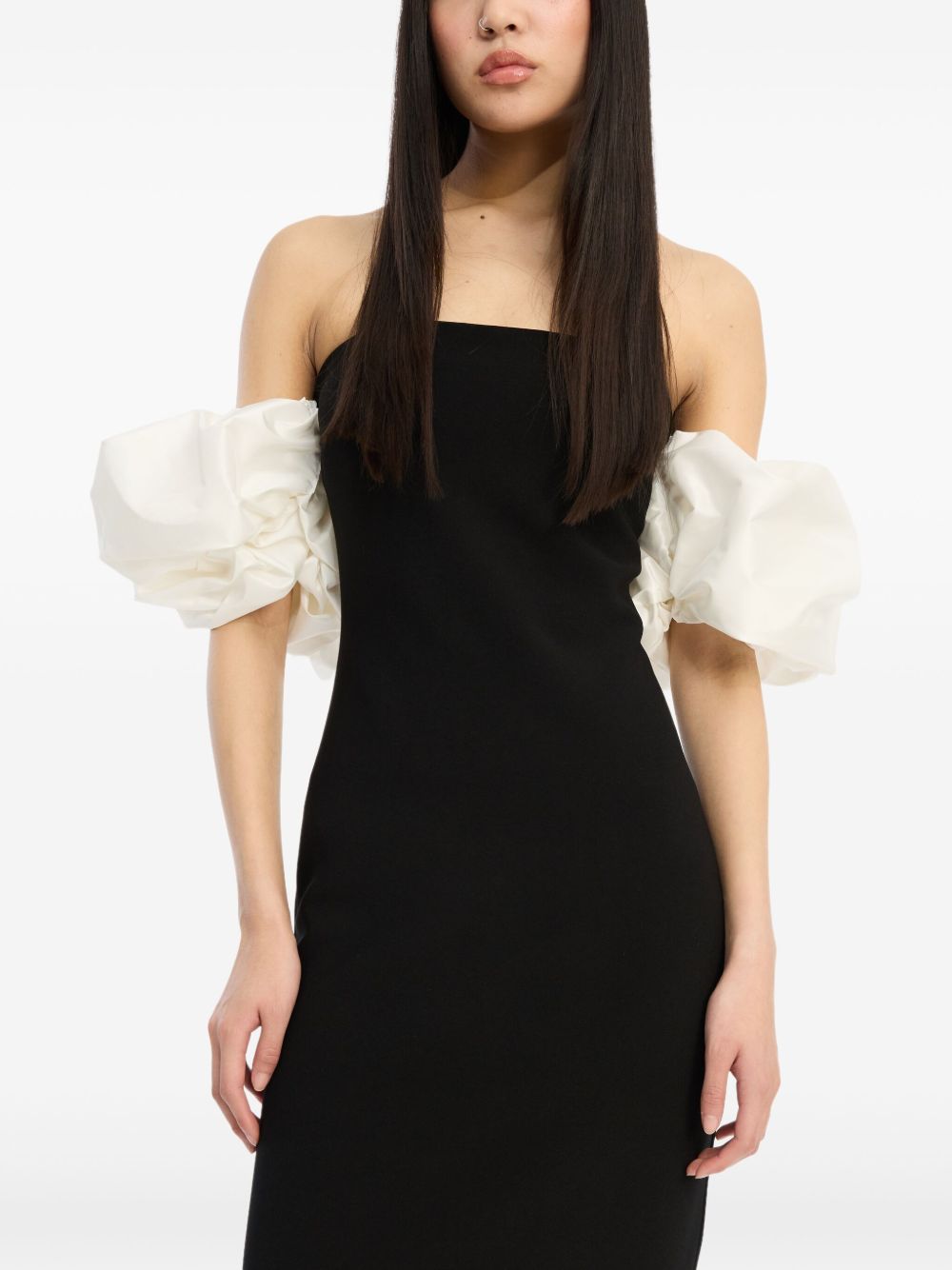 Abito lungo con maniche a palloncino in nero Rotate holiday - donna 