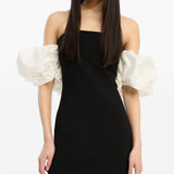 Abito lungo con maniche a palloncino in nero Rotate holiday - donna 