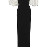 Abito lungo con maniche a palloncino in nero Rotate holiday - donna 
