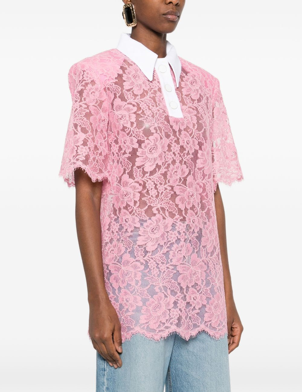 Polo in pizzo in rosa Rowen rose - donna 
