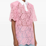 Polo in pizzo in rosa Rowen rose - donna 