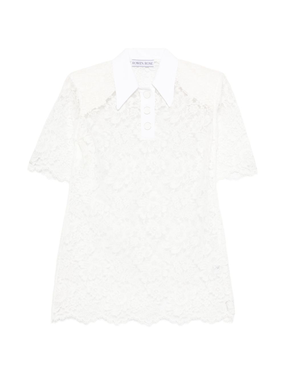 Polo con colletto in pizzo in bianco Rowen rose - donna 