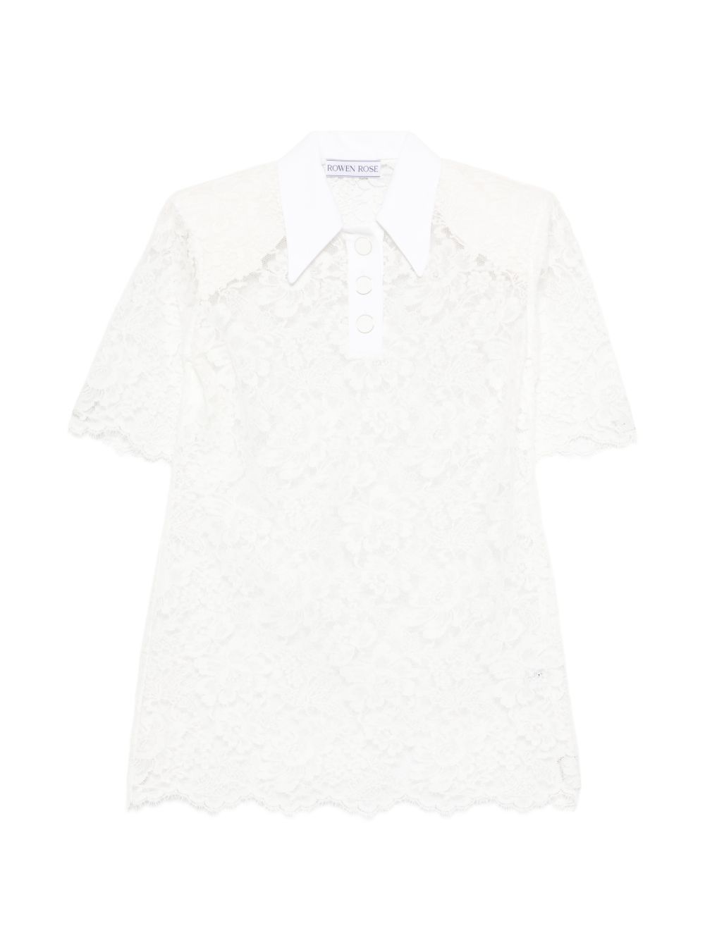 Polo con colletto in pizzo in bianco Rowen rose - donna 