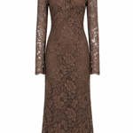 Abito in pizzo con colletto in marrone Rowen Rose - donna 