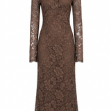 Abito in pizzo con colletto in marrone Rowen Rose - donna 