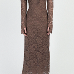 Abito in pizzo con colletto in marrone Rowen Rose - donna 