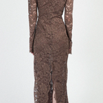 Abito in pizzo con colletto in marrone Rowen Rose - donna 