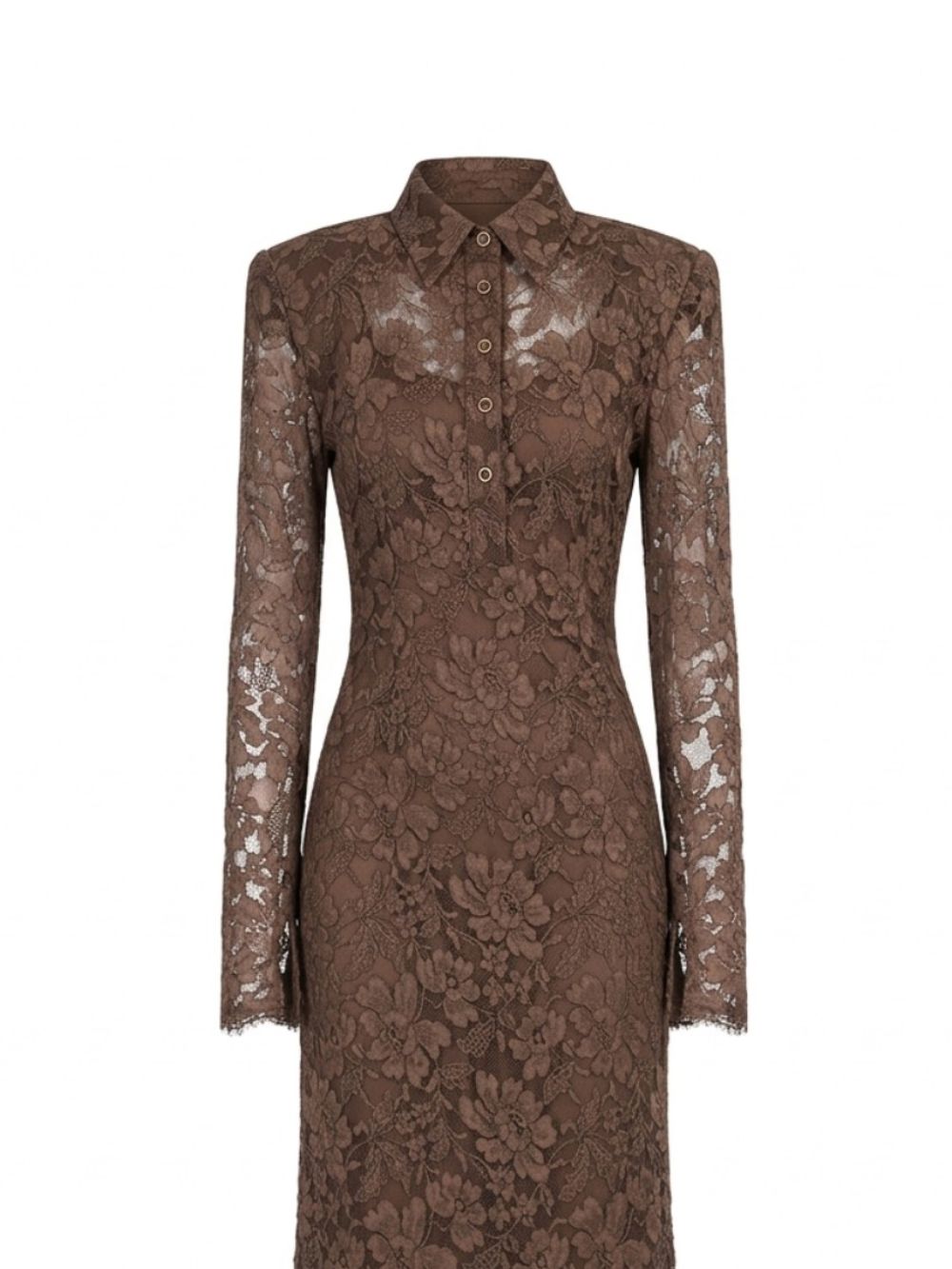 Abito in pizzo con colletto in marrone Rowen Rose - donna 